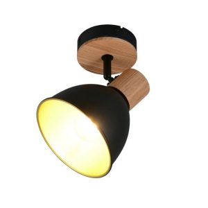 Aplique DELUME Metal y Madera E27 40W IP20 Negro-Madera - TRIO Lighting