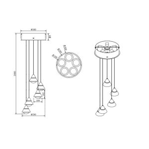 Lámpara Colgante LED ROMEO 5 Luces 35W 3500lm Gris IP20 - TRIO Lighting - Imagen 4
