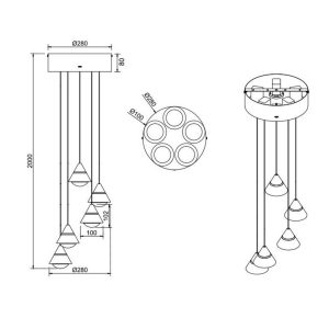 Lámpara Colgante LED ROMEO 5 Luces 35W 3500lm Negro IP20 - TRIO Lighting - Image 4