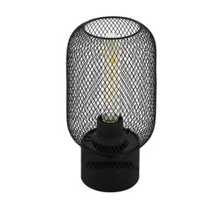 Lámpara de Mesa Industrial WRINGTON 1 con Rejilla Negra E14 IP20 – Eglo - Image 1