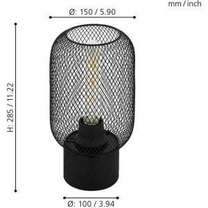 Lámpara de Mesa Industrial WRINGTON 1 con Rejilla Negra E14 IP20 – Eglo - Image 3