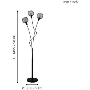 Lámpara de Pie Industrial WRINGTON 1 con Rejilla Negra 3xE14 IP20 – Eglo - Image 2