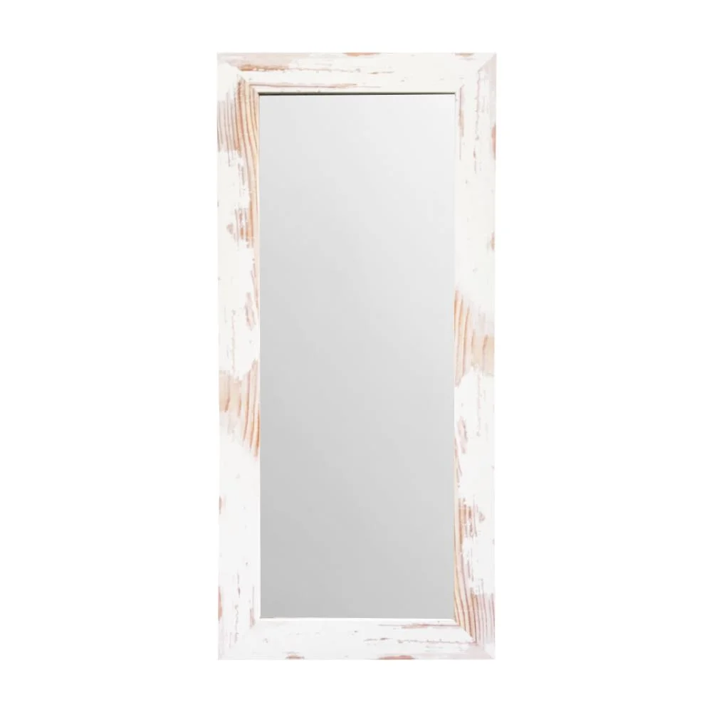 Espejo de Pared Decorativo 30 x 80 cm con Marco Blanco Envejecido - Campiluz