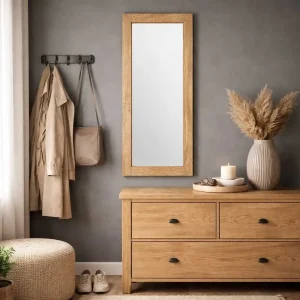 Espejo Decorativo Rectangular 30 x 80 cm con Marco de Madera Natural Lisa - Campiluz - Image 3