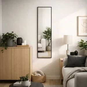 Espejo Decorativo Rectangular 30 x 80 cm con Marco Negro Mate - Campiluz - Imagen 4